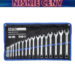 Zestaw kluczy płasko-oczkowych NAC, 17 elementów, w etui