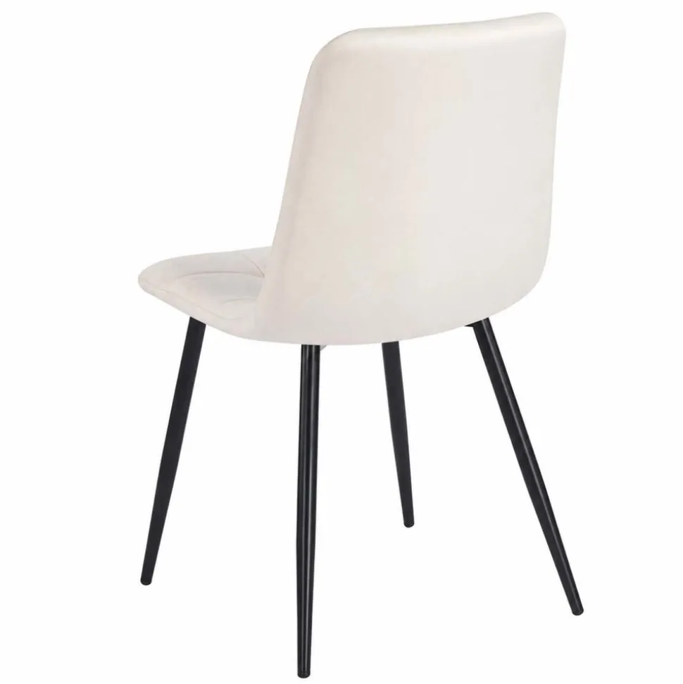 Zestaw 4 krzeseł tapicerowanych Vilandy Bacic Velvet, ecru