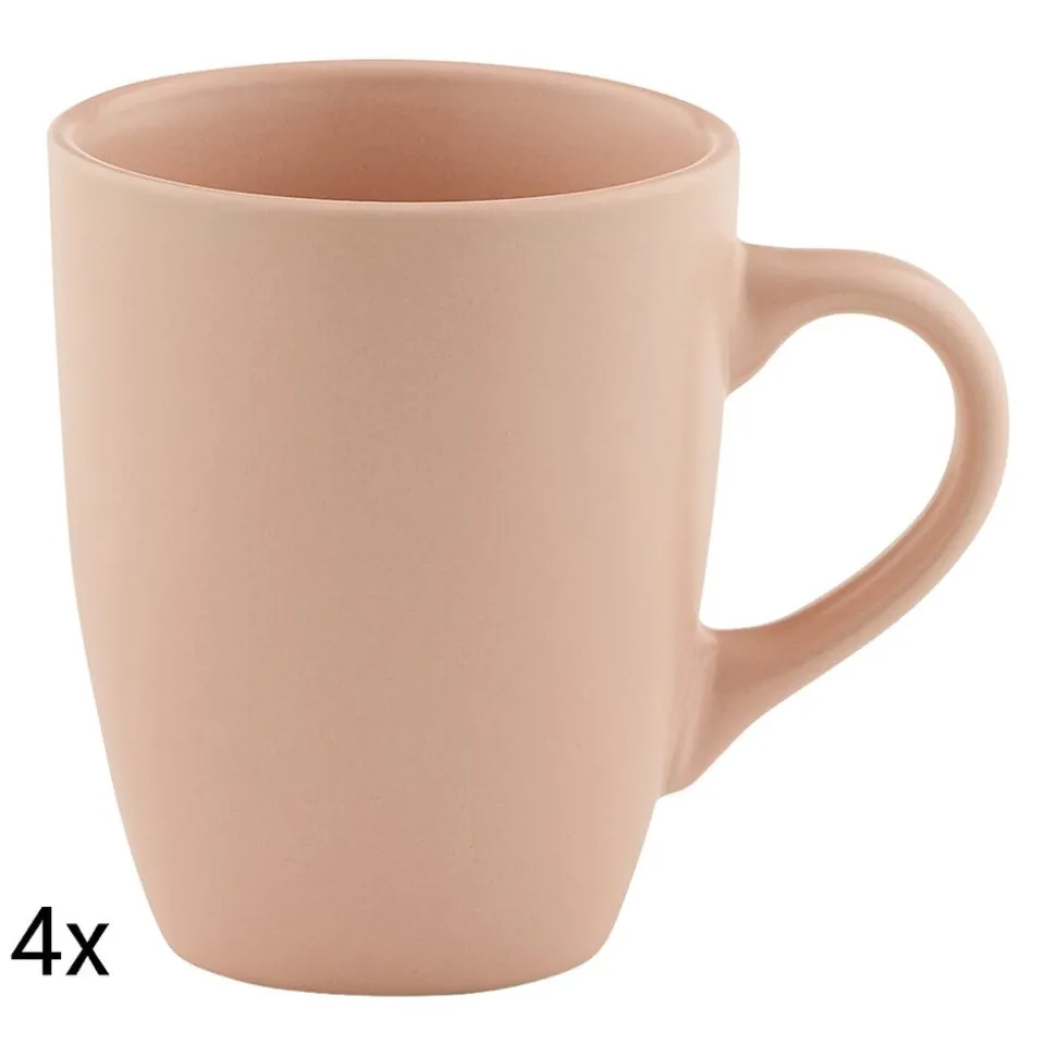 Zestaw kubków ceramicznych Domotti Pastelli, 350 ml, 4 sztuki, różowe