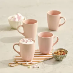 Zestaw kubków ceramicznych Domotti Pastelli, 350 ml, 4 sztuki, różowe