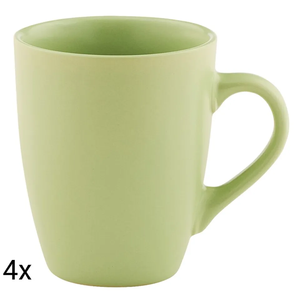 Zestaw kubków ceramicznych Domotti Pastelli, 350 ml, 4 sztuki, zielone