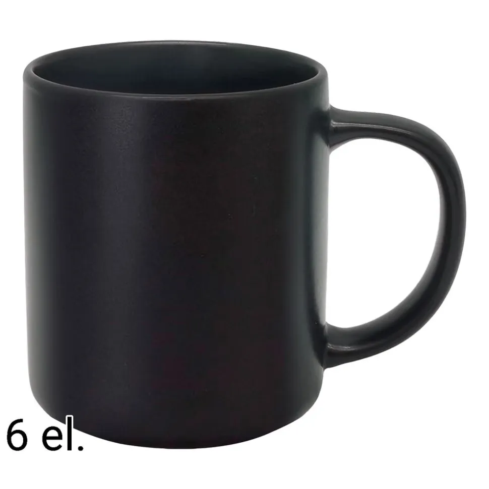 Zestaw kubków z kamionki MG Home Artena Black, 400 ml, 6 sztuk, czarne