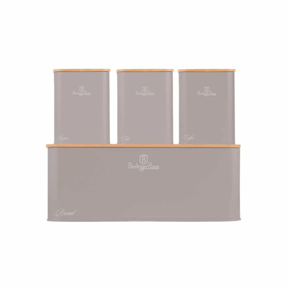 Zestaw kuchenny BerlingerHaus BH/8902, chlebak, 3 pojemniki, taupe
