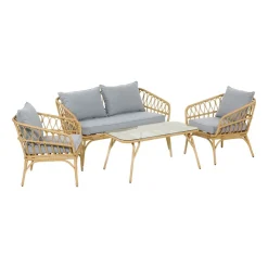 Zestaw mebli Meven Valey, technorattan, sofa, stolik, 2 fotele