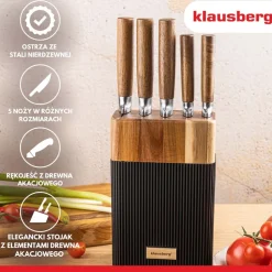 Zestaw noży w bloku Klausberg, 6 elementów, czarny