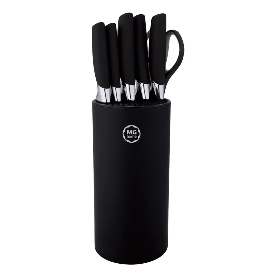 Zestaw noży w bloku MG Home Black, 7 elementów, z nożyczkami