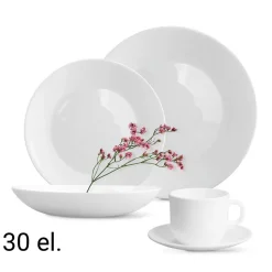 Zestaw obiadowo-kawowy na 6 osób MG Home Abria, 30 elementów, biały