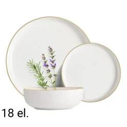 Zestaw obiadowy z kamionki na 6 osób MG Home Artena White, 18 elementów, biały