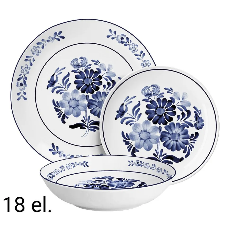 Zestaw obiadowy z porcelany MG Home Sintra, na 6 osób, 18 elementów, biały