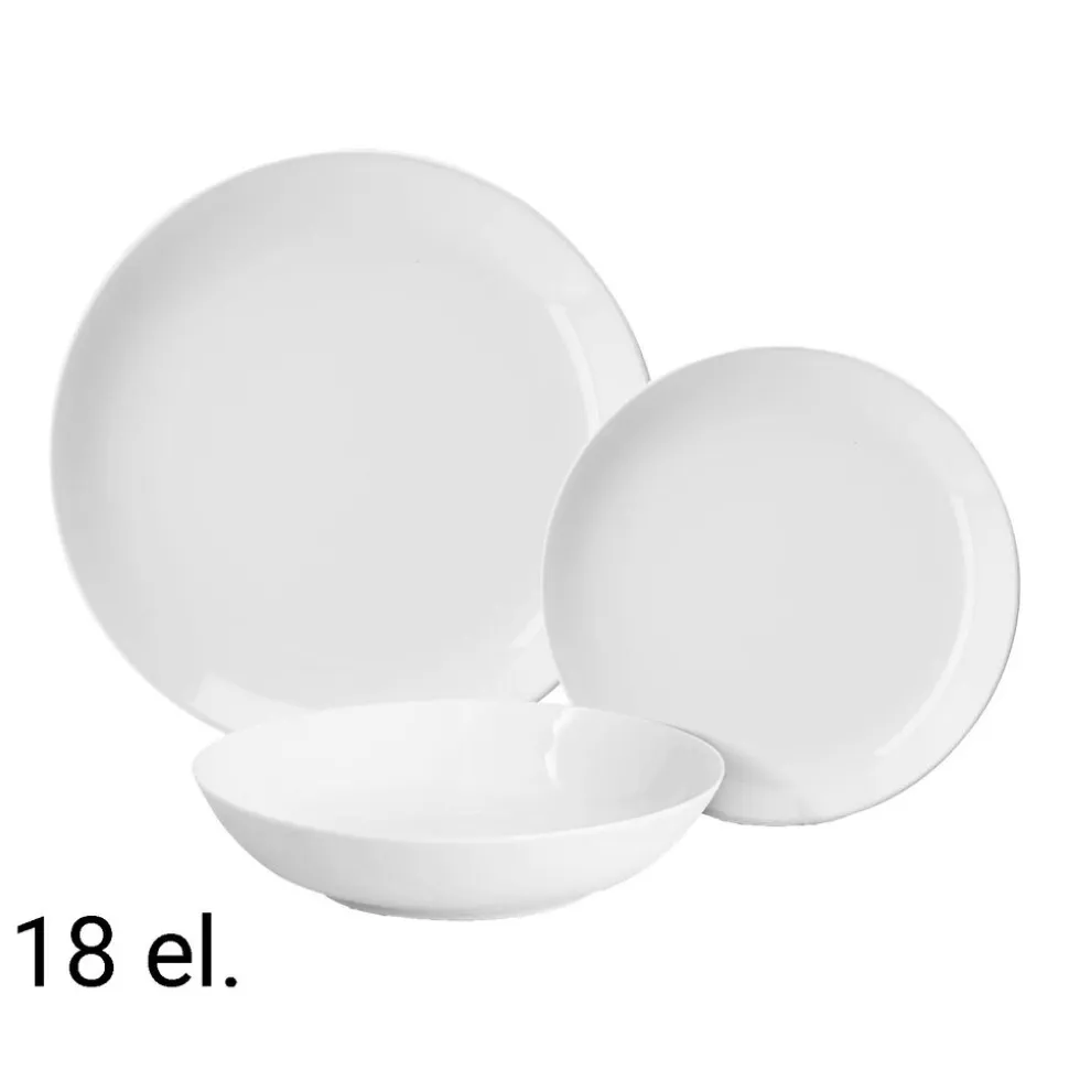 Zestaw obiadowy z porcelany na 6 osób MG Home Classic, 18 elementów, biały