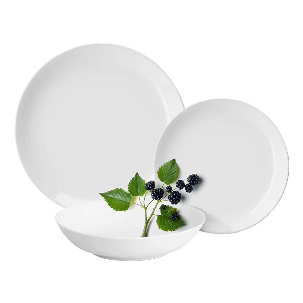 Zestaw obiadowy z porcelany na 6 osób MG Home Classic, 18 elementów, biały