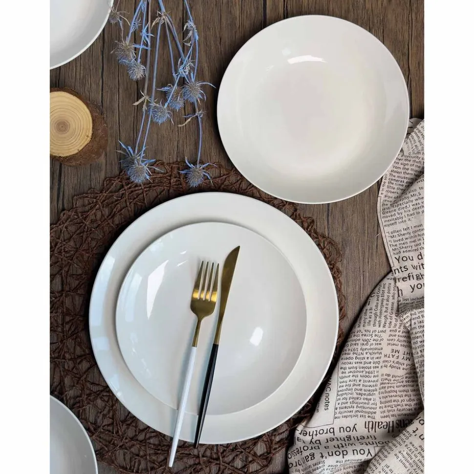 Zestaw obiadowy z porcelany na 6 osób MG Home Classic, 18 elementów, biały