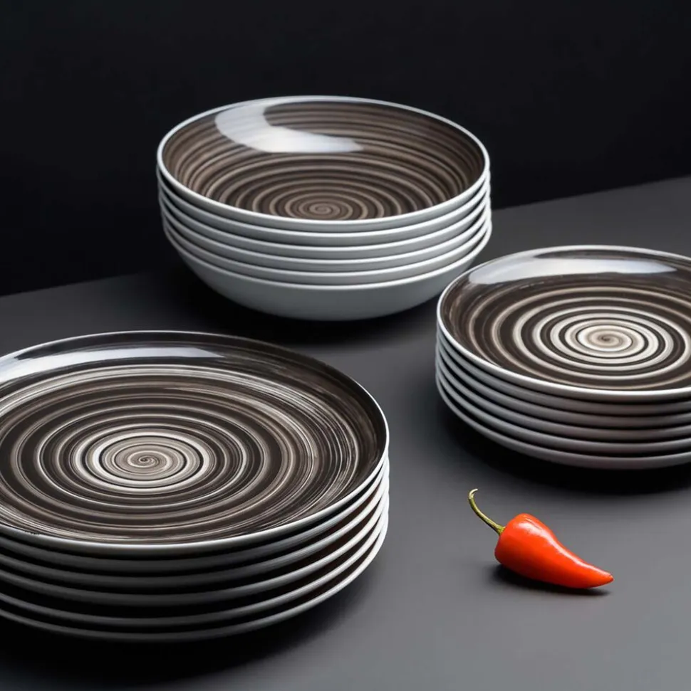 Zestaw obiadowy z porcelany na 6 osób Chodzież City, 18 elementów, czarny