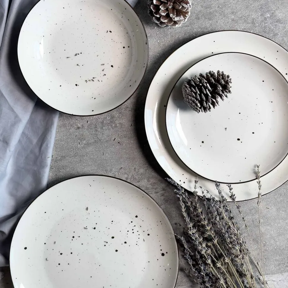 Zestaw obiadowy z porcelany na 6 osób MG Home Gemma, 18 elementów, biały