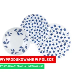 Zestaw obiadowy z porcelany na 6 osób Lubiana Boss, 18 elementów, z niebieskim wzorem
