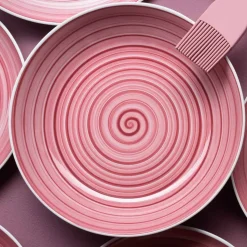 Zestaw obiadowy z porcelany na 6 osób Chodzież City, 18 elementów, różowy