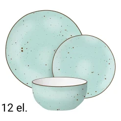 Zestaw obiadowy z porcelany na 4 osoby MG Home Gemma Green, 12 elementów, zielony