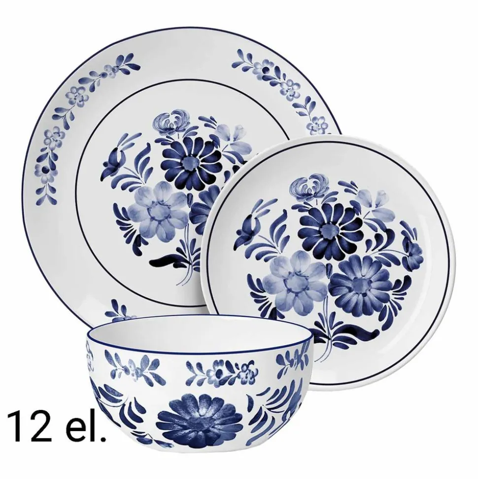 Zestaw obiadowy z porcelany na 4 osoby MG Home Sintra, 12 elementów, biały