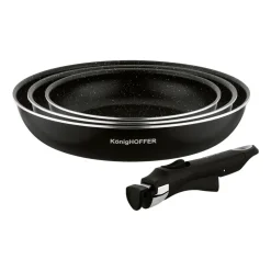 Zestaw patelni Konighoffer Spinel Black, 20/24/28 cm, odpinana rączka, czarne