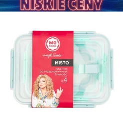 Zestaw 4 pojemników na żywność, MG Home Misto, prostokątne, zielone