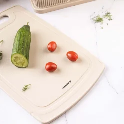 Zestaw przyborów kuchennych Klausberg, 12 elementów, z nożami i deską, beżowe