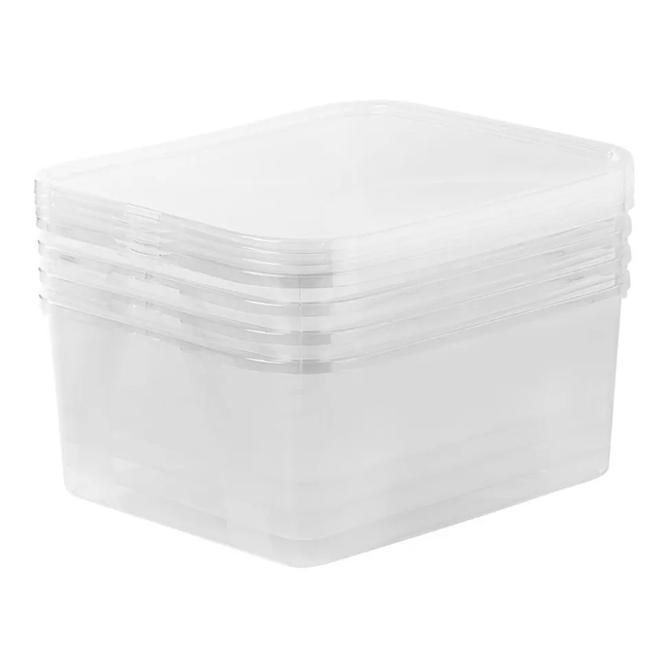 Zestaw 4 pudełek do przechowywania Rotho Lona, 19 l, transparentne