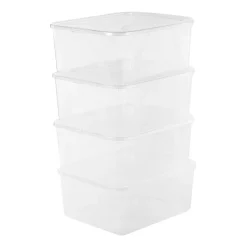 Zestaw 4 pudełek do przechowywania Rotho Lona, 19 l, transparentne