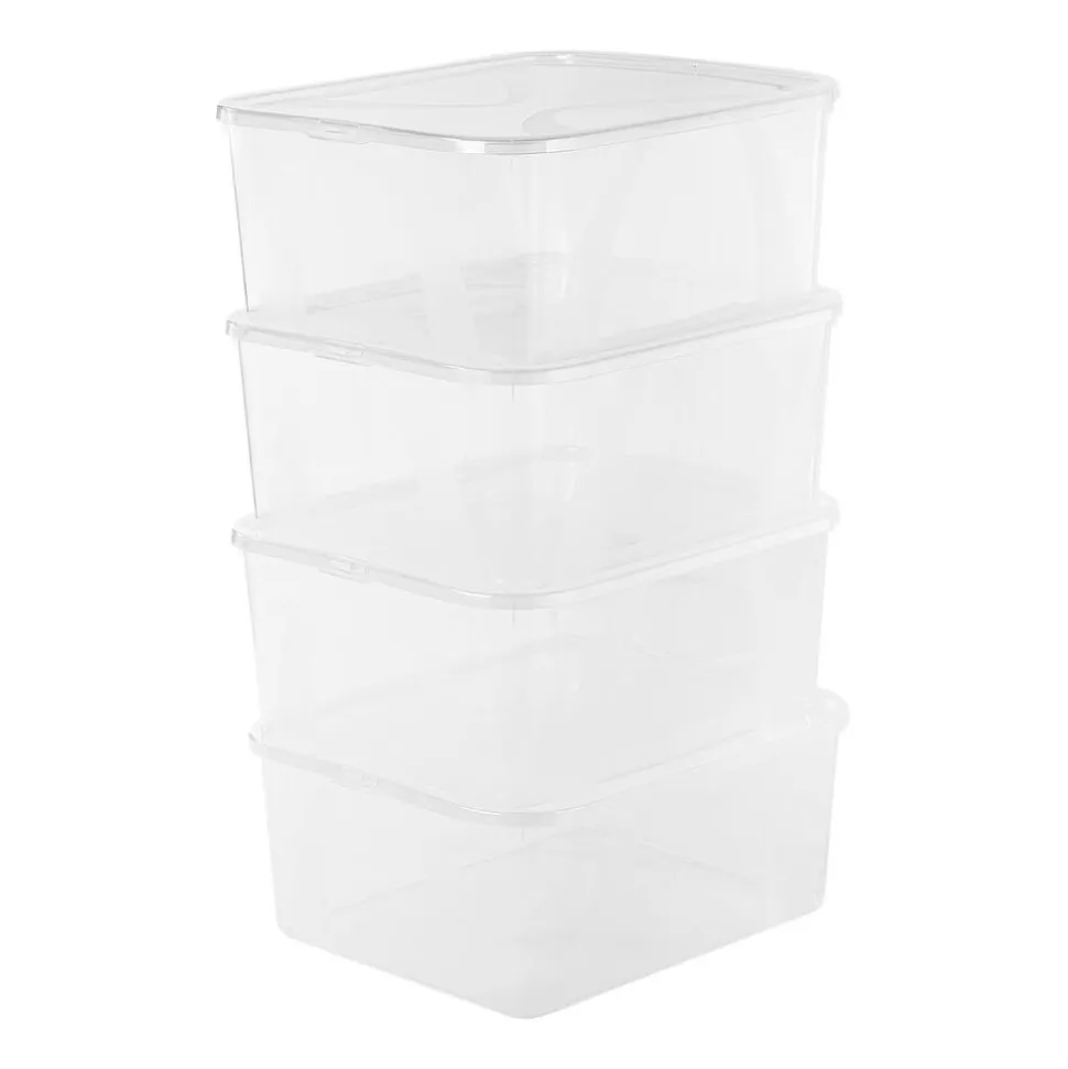Zestaw 4 pudełek do przechowywania Rotho Lona, 19 l, transparentne