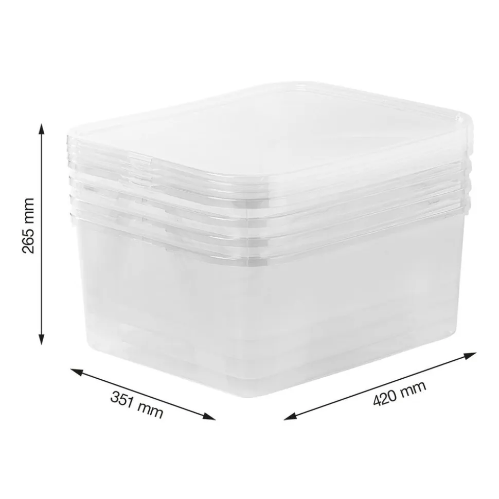 Zestaw 4 pudełek do przechowywania Rotho Lona, 19 l, transparentne