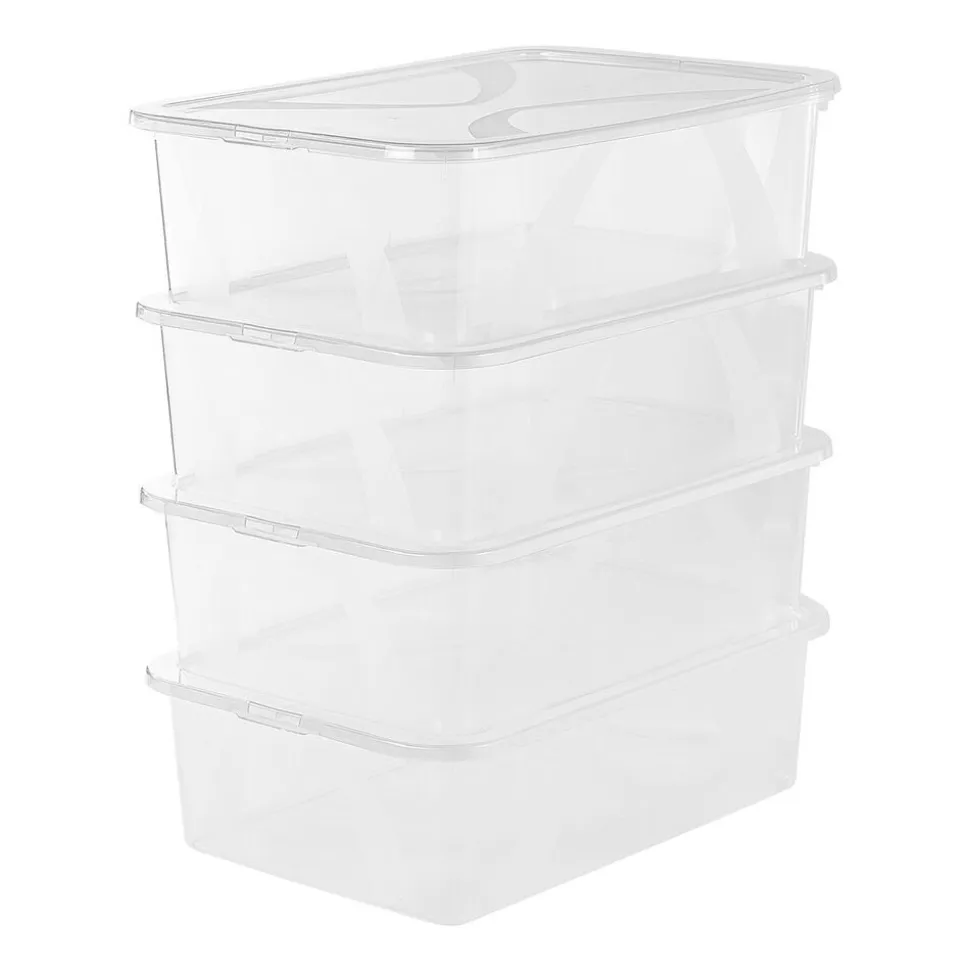 Zestaw 4 pudełek do przechowywania Rotho Lona, 29 l, transparentne