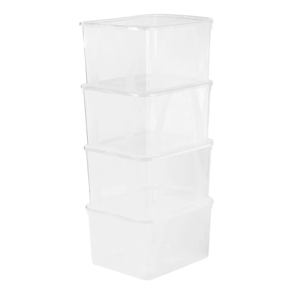 Zestaw 4 pudełek do przechowywania Rotho Lona, 25 l, transparentne