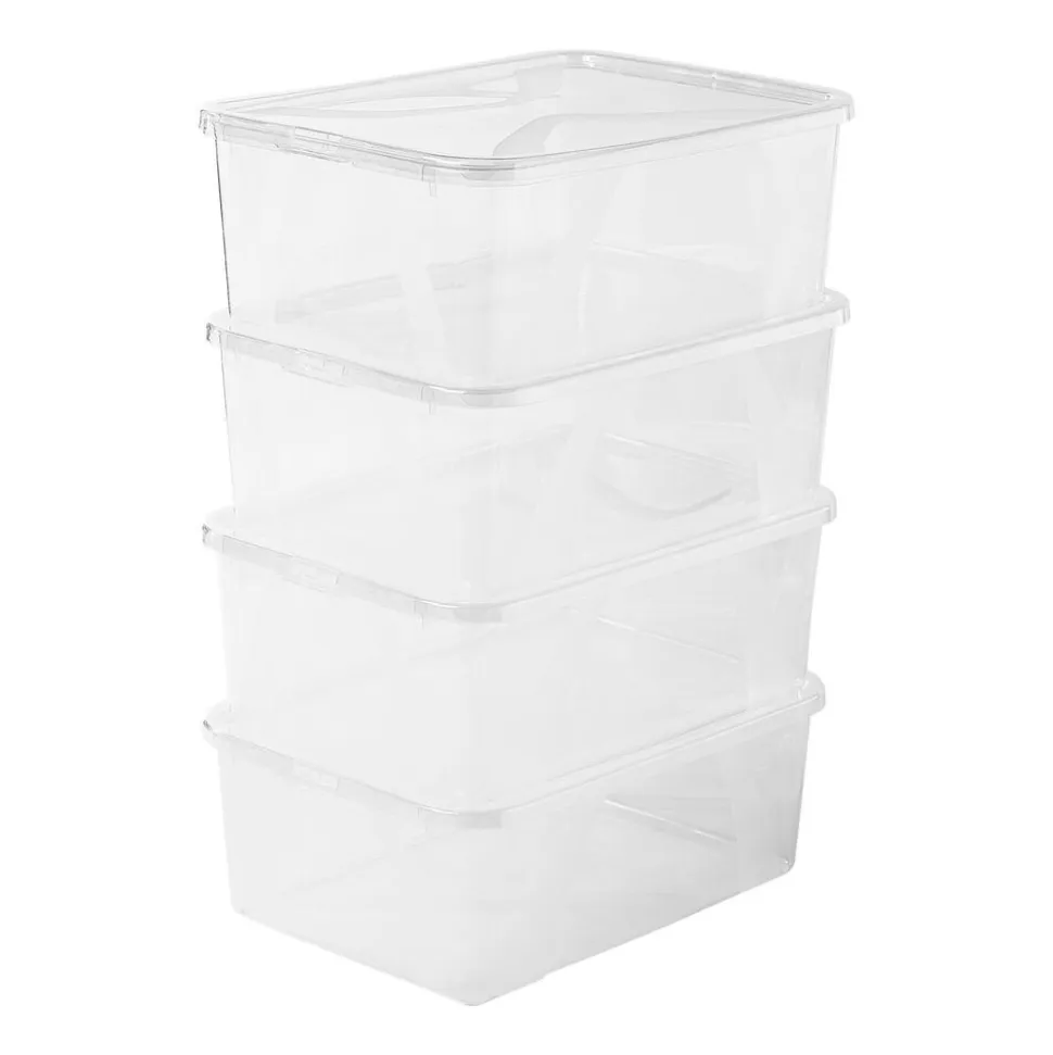 Zestaw 4 pudełek do przechowywania Rotho Lona, 10 l, transparentne
