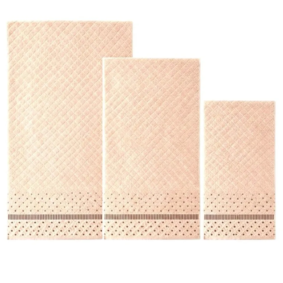 Zestaw ręczników frotte Art Soft Home Diamante, 500 g/m², 3 szt., beżowe