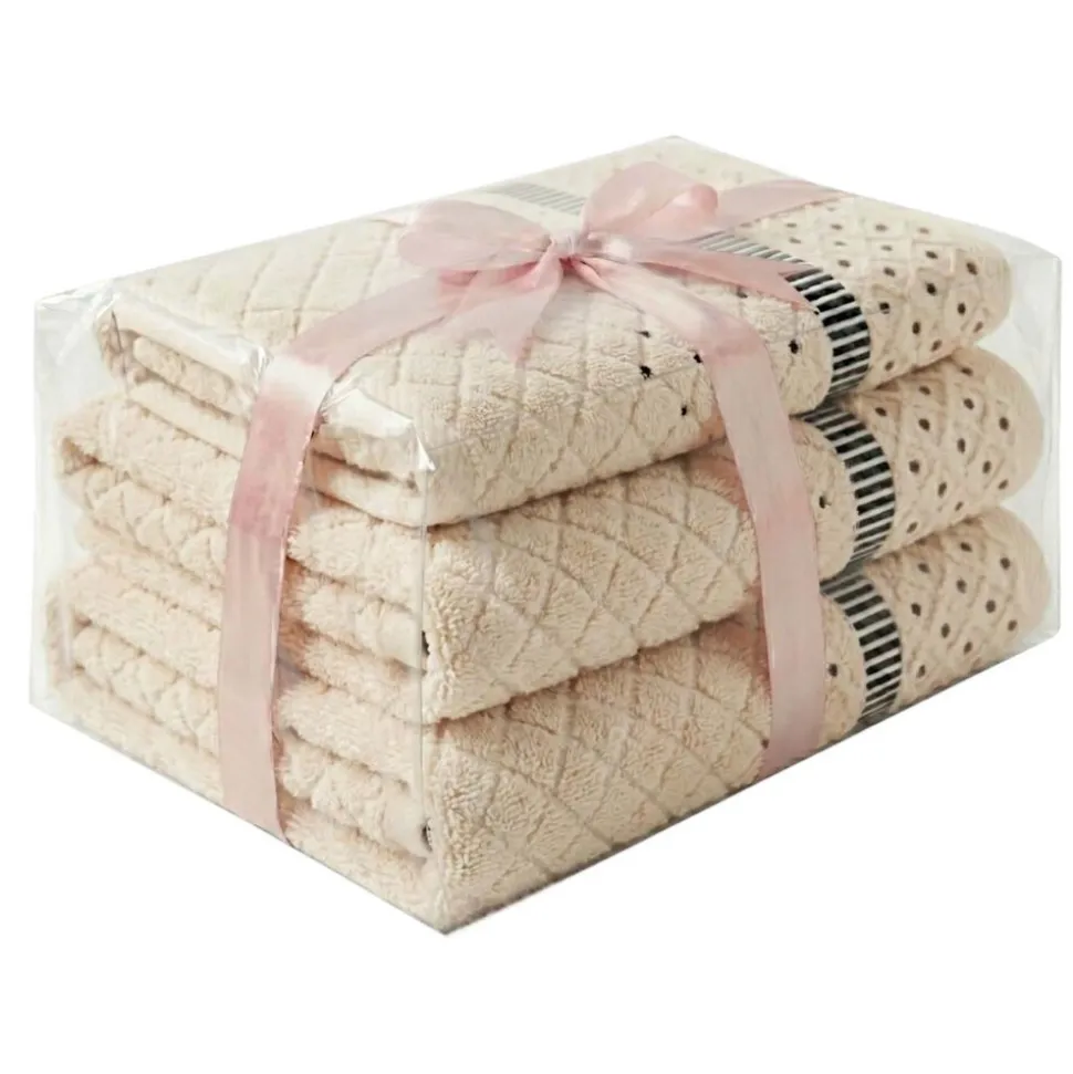 Zestaw ręczników frotte Art Soft Home Diamante, 500 g/m², 3 szt., beżowe