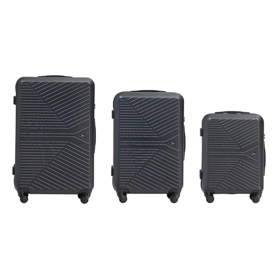 Zestaw walizek Wings Merlin z policarbonu, 3 szt., czarne