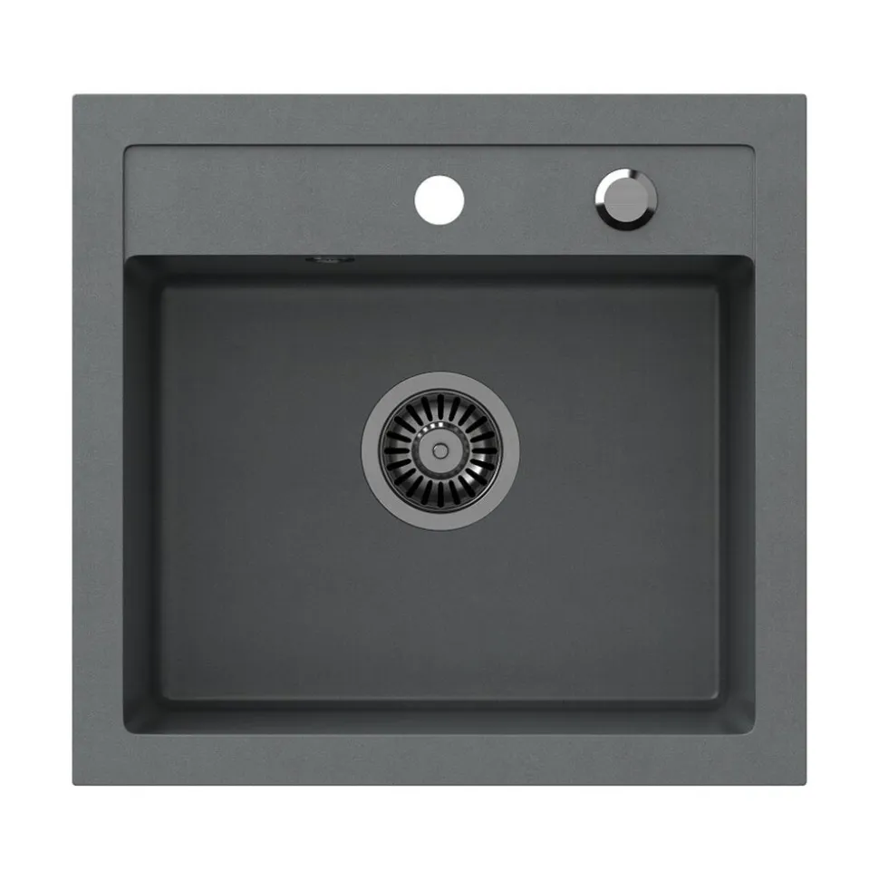 Zlewozmywak granitowy jednokomorowy szary Root Chef Box, 500 x 470 x 185 mm
