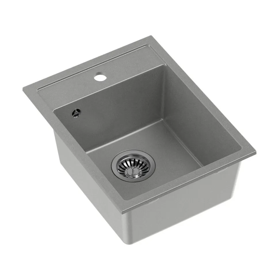 Zlewozmywak granitowy jednokomorowy szary Root Chef Mini, 390 x 500 x 204 mm
