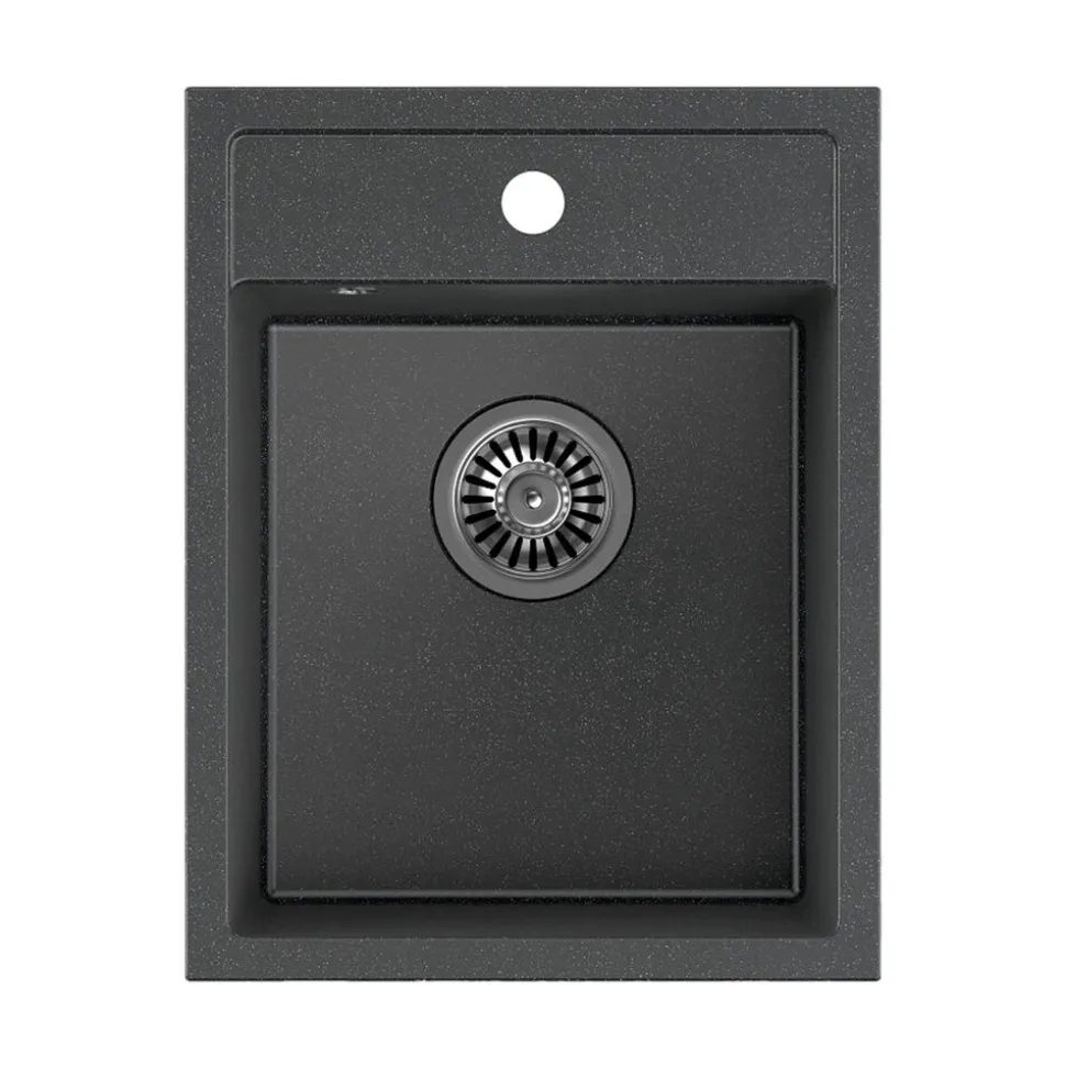 Zlewozmywak granitowy jednokomorowy czarny Root Chef Mini, 390 x 500 x 204 mm