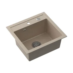 Zlewozmywak granitowy jednokomorowy beżowy Root Chef Box, 500 x 470 x 185 mm