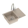 Zlewozmywak granitowy SHORT, z baterią GUM, beżowy, 620 x 440 x 175 mm