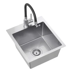 Zlewozmywak stalowy Mini Gum z baterią, stal nierdzewna, 400 x 450 x 200 mm