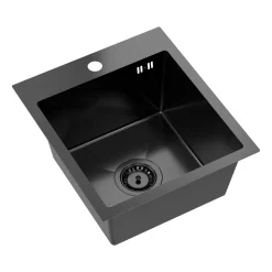 Zlewozmywak stalowy Mini Gum z baterią, czarny, 400 x 450 x 200 mm