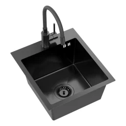 Zlewozmywak stalowy Mini Gum z baterią, czarny, 400 x 450 x 200 mm