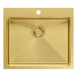 Zlewozmywak stalowy Root Chef Moon Box, 55 x 48 x 20 cm, z syfonem, złoty